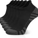 Airacker Ankle Athletic Running Socks Cushioned Breathable Low Cut Sports Tab Socks for Men and Women (6 Pairs) (9-12, Black)