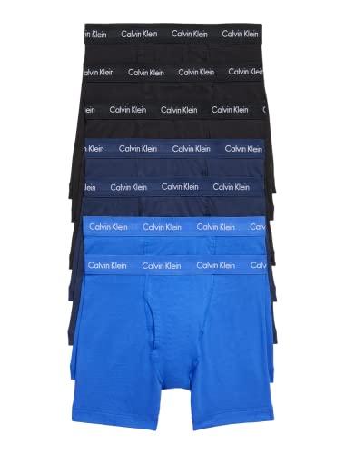 Calvin Klein Men's Cotton Stretch Megapack Boxer Briefs, Black Blue Multi (7 Pack), M 