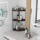 Dorhors 3-Tier Corner Bathroom Organizer Countertop for Storage,Vanity Tray,Wood Counter Organizer for Kitchen,Bathroom,Dresser (Walnut)