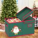 Christmas Ornament Storage Box Christmas Ornament Organizer Storage with Adjustable Dividers Fit 96 of 3 Inch 600D Oxford Fabric Ornaments Storage Container for Holiday Decorations (Green)