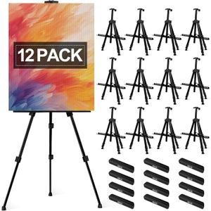 AROIC Art Painting Artist Easel Stand, Painting Display Easel Stand, Portable Adjustable Iron Tripod Display Stand with Bag, Height from 20 to 66 in for Table-Top/Floor Drawing and Displaying (12 Pack)