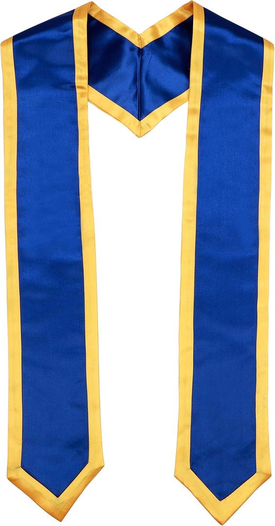 Newrara Deluxe Unisex Adult Plain Graduation Honor Stole Sash Classic End with Trim 72" Long