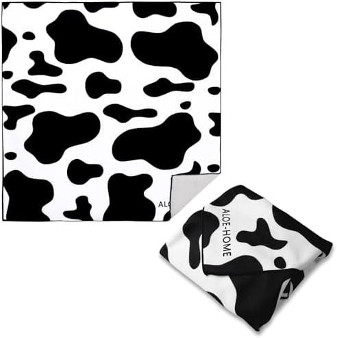 Abiudeng Self Adhesive Cloth Magic Makeup Wrap Magic Wrap Cloth Cosmetic Pouch Camera Protective Wrap Anti-Scratch Lens Wrap Pouch Portable Easy Clean for Women Men-Cow Pattern, 2 Pack