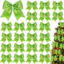 Cindeer 24 Pcs Lime Green Christmas Bow Decorations 6 x 6 Inches, Glitter Holiday Ornaments Sequin Ties Bows for Xmas Tree, Wreath, DIY Crafts, Gift Wrapping, Party Decor
