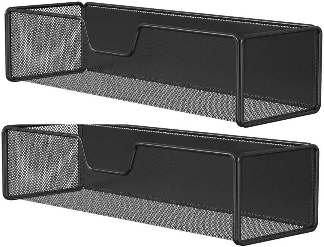 Magnetic Basket Organizer Holder for Fridge Magnetic Shelf Magnetic Storage Bin Box Containers for Refrigerator Whiteboard Classroom Magnetic Organizer (2 PCS, Black)