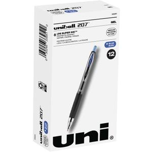 2 x uni-ball 207 Retractable Gel Pens Medium Point, 0.7mm, Blue, 12 Pack