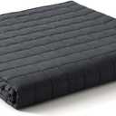 YnM 12lbs Weighted Blanket for Adults, Cotton Heavy Bed Throw Blanket with Cooling Glass Beads for All Season Use, Ideal for One Person of 110lbs (60x80 Inches, Queen Bed, Dark Grey)