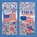 8 Sheets Small Party of Window Clings Decorations, Patriotic American Flag for Glass Windows Born USA,USA Red White Blue Decor