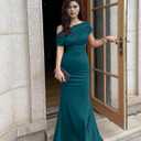 YMDUCH Women's Elegant Sleeveless Off Shoulder Bodycon Long Formal Party Evening Dress (Blue, XXL)