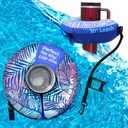 Inflatable Floating Drink Holder for Pool - Drink Float bar floaties for Adults to Hold Beer Can, Cup or Bottle in Hot Tub, Swimming Pool, Lake or Boat - Palm Large