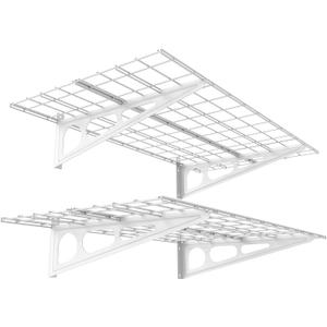 FLEXIMOUNTS 2-Pack 2x4ft 24-inch-by-48-inch Wall Shelf Garage Storage Rack Wall Mounted Floating Shelves, White