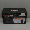 Mueller UltraToast Full Stainless Steel Toaster 4 Slice, Long Extra-Wide Slots for Bagels and Waffles, 6 Browning Levels, LED Display, Cancel/Defrost/Reheat Functions & Removable Tray, Kitchen Gadgets