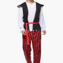 Wizland Adult Men Pirate Costume Sea Captain Adult Halloween Costumes Men's Pirate Outfit for Dress Up Party L