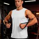 TACVASEN Sleeveless Shirts for Men Tank Tops Quick Dry Workout Muscle Shirt (White, XL)
