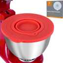 Silicone Mixers Bowl Cover Compatible with KitchenAid 4.5-5 Quart Tilt-Head Stand Mixers Bowl, With Collapsible Small Bowl (Red)
