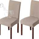 Genina Waterproof Chair Covers for Dining Room Kitchen Chair Covers Parson Dining Chair Slipcover (Khaki, 2 PCS)