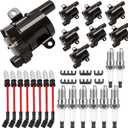 UF262 Round Ignition Coils Pack/Double Iridium Spark Plugs/Spark Plug Wires for Chevy Avalanche Express Tahoe Silverado Suburban 1500 HD GMC Savana Sierra Yukon HUMMER H2 V8 4.8L 5.3L 6L 8PSC
