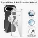 Tnarru Designed for Google Pixel 10/Pixel 10 Pro Clear Case with Stand [Magnetic Ring Holder Kickstand] Soft TPU Bumper Non-Yellowing Anti-Scratch Slim for Google Pixel 10/10 Pro Case Silver