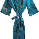KRAAFTY Women's Cotton Printed Kimono Robe for Girls Light Bathrobe Long Kimono Gown Dress (Multicolor)