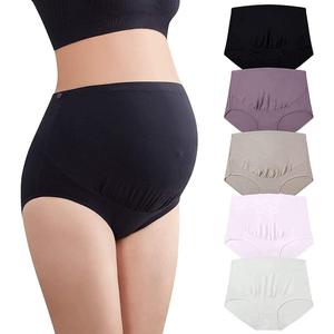 Mama Cotton Women’s Over The Bump Maternity Panties High Waist Full Coverage Pregnancy Underwear Adjustable Waistband (Multicolor B 5 Pack, Size-M)