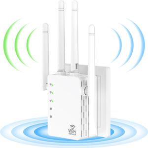WiFi Extender Signal Booster with 1200Mbps Dual Band (Covers Up to 12880 Sq.ft for 105+ Devices), WiFi Booster with 4 Antennas 360 Coverage, WiFi Repeater with 1 - Tap Setup & Ethernet Port