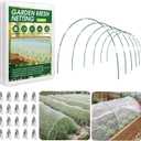 Garden Netting Kit for Raised Beds, 10x50FT Ultra Fine Mesh Netting＆ 6 Sets of 8FT Fiberglass Garden Hoops, Row Cover Insect Netting for Vegetable Plant Fruit Flowers Protection