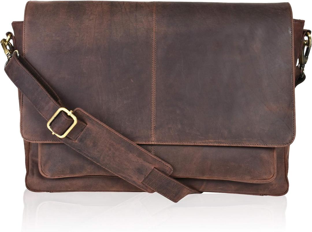 Oak Leathers Messenger Bag (Large, Wood)