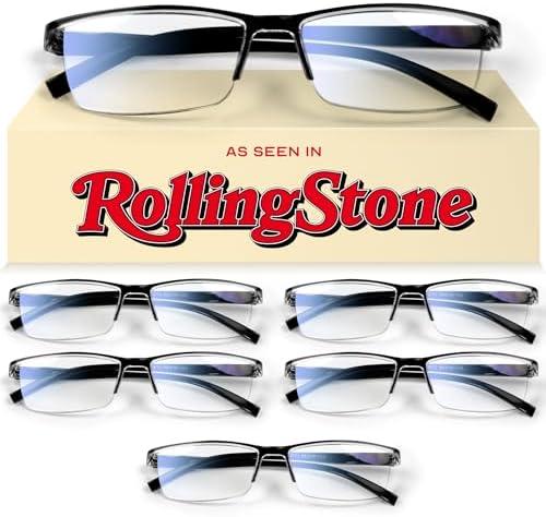 Gaoye 5 pack 1.75 Executive Style Reading Glasses Men - Durable Readers with Blue Light Filtering- Comfortable Fit with TR90 Frames