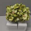 Hollyone Hydrangea Artificial Flowers with Glass Vase Dark Green Silk Faux Flowers Arrangements in Vase with Faux Water Fake Floral Bulk Bouquet for Home Decor Table Centerpiece Decorations