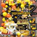 Construction 2nd Birthday Party Supplies ,Dump Truck 2nd Birthday Party Decorations Tableware Includes Box Cutout Sash Plates, Cup, Napkin, Balloon, Backdrop, Tablecloth, Banner, Construction 2nd