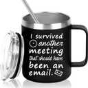 I Survived Another Meeting That Should Have Been an Email Stainless Steel Coffee Mug Email Mug The Office Mug Funny Mug Christmas White Elephant Gifts for Boss Coworkers Friends 12 Ounce (Black)