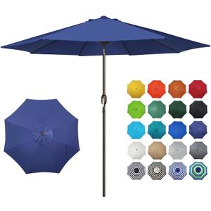 Blissun 10FT Outdoor Patio Umbrella, Outdoor Table Umbrella, Yard Umbrella, Market Umbrella with 8 Sturdy Ribs, Push Button Tilt and Crank
