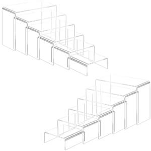 Luqvzxv 6 Pcs Small Size Acrylic Display Risers, 2 Sets Acrylic Risers Display Stands, 0.15" Thick Clear Shelf Riser, Risers Display Stands for Perfume, Dessert, Candy, Figure, Toys, Jewelry Showcase
