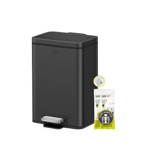 EKO Madison Matte Black Stainless Steel 3.2 Gal/12L Bathroom Small Step Trash Can or Recycling Bin, Removable Inner Liner, Soft Close Lid, Fingerprint Resistant Finish