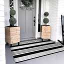 OJIA Black & White Outdoor Rug 3x5 ft Cotton Hand-Woven Striped Porch Rugs Machine Washable Entry Rug Indoor Outdoor Area Rug Front Door Rug Floor Mat for Farmhouse/Living Room/Home Entrance
