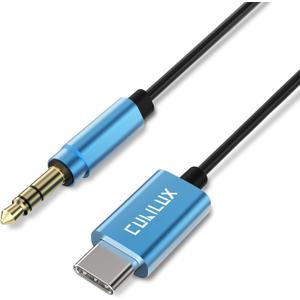 Cubilux USB C to 3.5mm Male Audio Cable with 96KHz/24bit DAC for Car Radio, Speaker, Type C to 1/8 inch Auxiliary Cord for Android Phone, Compatible with iPhone 16/15, Samsung, Google Pixel, Moto More (4 Feet, TPE, Blue)