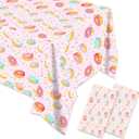 2 x Egami 2pcs Donut Tablecloth for Dessert Time Party Supplies Decoration 87 inches x 51 inches for Donut Birthday Party Supplies