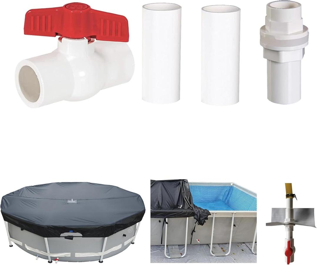 Pool Drainage Outlet Kit, Open a Third Drain at The Bottom of The Pool with SIHAIAN Drainage Pipe Kit, Drain The Accumulated Water from The Pool Cover
