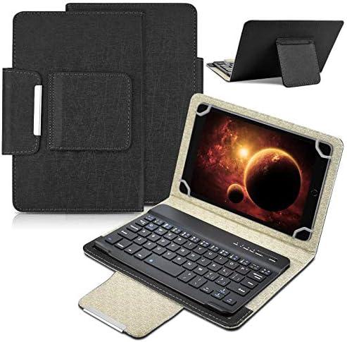 DETUOSI Universal 8.0 inch Android Tablet Case with Keyboard, Removable Wireless Bluetooth Keyboard + PU Leather Folio Book Cover + Stand, Travel Portable Sleeve for iOS/Android/Windows System Tablet Black