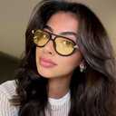 Oversized Aviator Sunglasses for Women with Gold Temples Trendy Large Big Double Bridge 2026 Designer Ladies Shades
