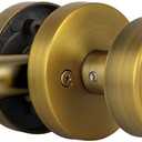 naubea Antique Brass Passage Door Knobs Interior, Old Style Round Door Knob Antique Door Handle for Hallway Pantry Closet Door Knob