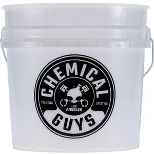 Chemical Guys Heavy Duty Ultra Clear Detailing Bucket, 4.5 Gal, Plastic, White, Cylinder, Automotive