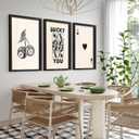 Heiple Framed Set of 3 Poker Wall Art Lucky You Poster, Trendy Retro Wall Art for Queen of Hearts Wall Art Rustic Vintage Farmhouse Home Wall Decor (Black, 16"x24")
