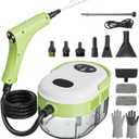 Steam Cleaner, Handheld Steam Cleaner with 6 Levels Adjustable Handle, 1.5L Water Tank, Steamer for Cleaning, Portable Steam Cleaner for Home, Car, Furniture, Couch, Bed Bugs (White & Green)