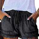 HVEPUO Women Casual Summer Shorts Elastic High Waisted Short Pants with Pockets M