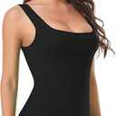 GXXGE Women's Scoop Neck Bodysuits Sleeveless Tank Top Jumpsuits (Large)