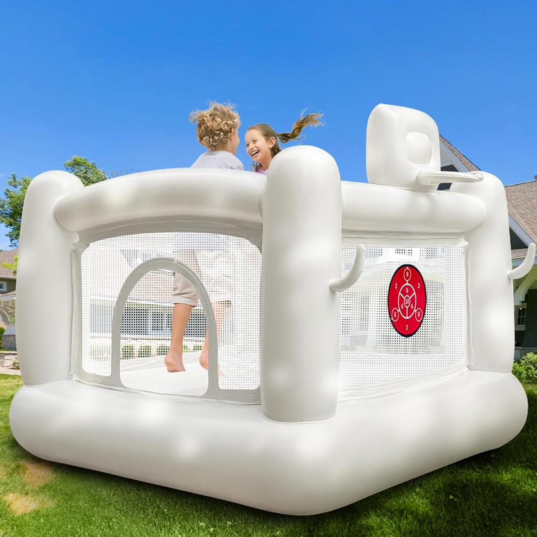 White Bounce House for Toddler Indoor Bouncy Castle Toddler Bounce House PVC Waterproof Materials Easy to Clean Outdoor Backyard for Kids Ages 3-6 68 x 68 x 58.2 inch Built to Last & Safety