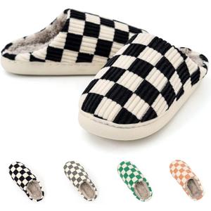 Guyarns House Slippers for Women & Men - Fuzzy, Casual Indoor/Outdoor Shoes with Memory Foam & Faux Fur Lining (9-10 Women/7.5-8 Men, Black)