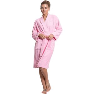 Turkuoise Soft & Absorbent Towel Robe, 100% Cotton Turkish Terry Cloth Kimono Bathrobes for Women (Small, Pink)