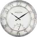 Presentime & Co 13" Farmhouse Outdoor Wall Clock w/Outdoor Thermometer, Farmhouse Style, Raised 3D Arabic Numerals, Faux Galvanized Finish (Wall Clock for Patio, Cottage, Poolside, Garden Spaces)